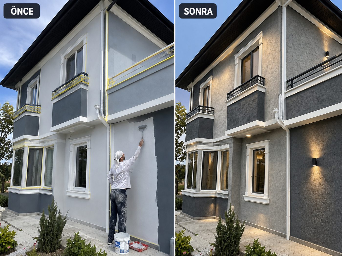 Adalet dış cephe boya öncesi ve sonrası